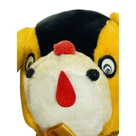 22" Carnival Plush Large Classic Orange White Hard Cuddly Dog & Bow Rare Vintage - Picture 11 of 12